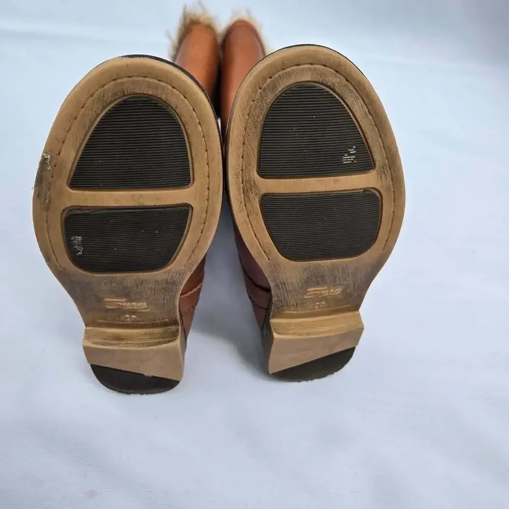 Zara Kids Brown Leather Faux Fur Lined Riding Boots EU 29 US 11.5
